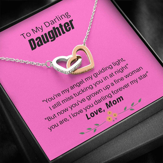To My Darling Daughter - You're My Angel - Interlocking Hearts Necklace