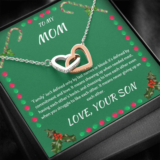 To My Mom - Family Isn't Defined - Interlocking Hearts Necklace