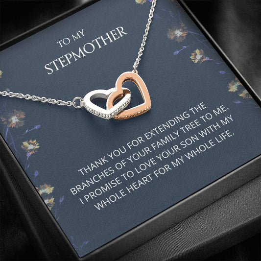 To My Stepmother - Interlocking Hearts Necklace, Step Mom, Mothers Day, Mother In Law, Bonus Mom Jewelry, Step Parent Gift, Personalized Jewelry For Mom, From Step Daughter