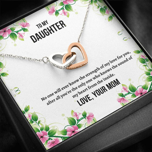 To My Daughter - Strength Of My Love - Interlocking Hearts Necklace