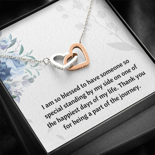 Bridesmaid - Part of the Journey - Interlocking Hearts Necklace-Engagement Gift for Daughter, Bridesmaid Necklace, Wedding Shower Gift For Daughter, Bridesmaid Gift