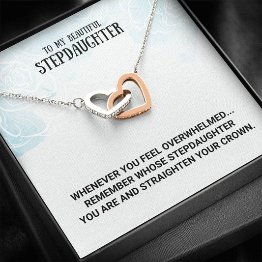 To My Step-Daughter - Interlocking Hearts Necklace, Bonus Daughter, Adopted Daughter, Daughter In Law Gift, Future Daughter, From Step Dad, From Step Mom