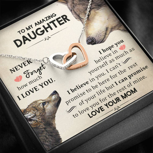 To My Daughter - Never Forget - Interlocking Hearts Necklace