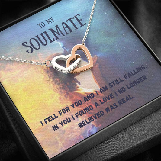 To My Soulmate - I Fell For You - Interlocking Hearts Necklace