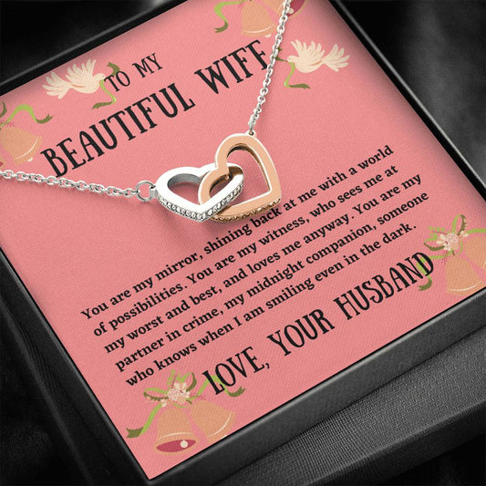 To My Wife - You Are My Mirror - Interlocking Hearts Necklace