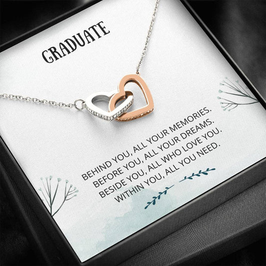 Graduate - Beginnings - Interlocking Hearts Necklace - Graduation Gift, Card, Gift For Her, 2021, Congratulations Grad, Senior, Jewelry, Necklace, Present, Daughter Graduation