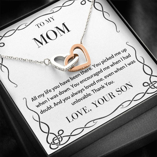 To My Mom - All My Life - Interlocking Hearts Necklace