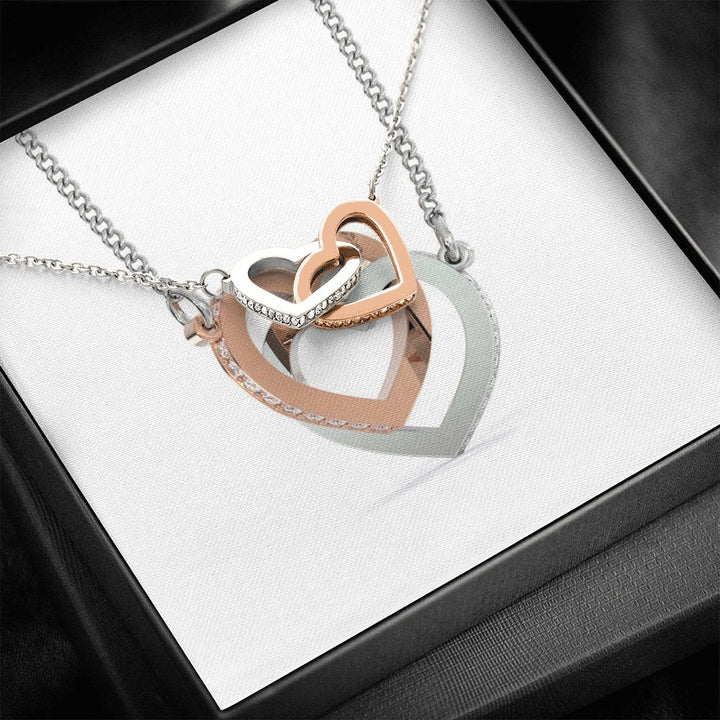Interlocking Hearts Necklace - Wooden Box