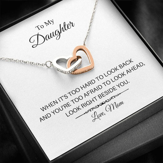 To My Daughter - Beside You - Interlocking Hearts Necklace