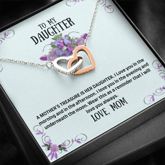 To My Daughter - A Mother's Treasure - Interlocking Hearts Necklace