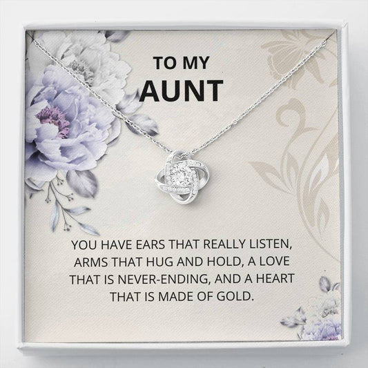 Aunt - Love That Is Never Ending - Love Knot Necklace - Gift For Aunt, Aunt Gift, Aunt, Auntie, Card For Aunt, Auntie Gift, Aunt And Niece Gift, Aunt Birthday, Best Aunt Gift