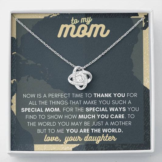 Mom - Joy And Tears Love Knot Necklace, Mom Gift, Birthday Gift, Gift From Daughter, Mother's Day Gift, Mother Daughter Gift, Gift For Mother, Stepmom, Personalized Gifts