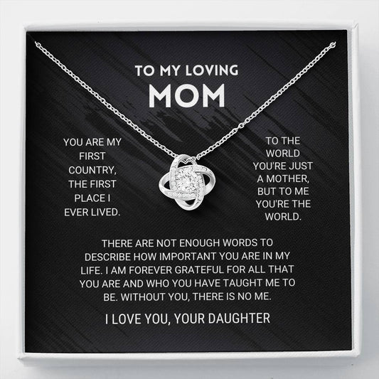 Mom - You're The World Love Knot Necklace, Mom Gift, Birthday Gift, Gift From Daughter, Mother's Day Gift, Mother Daughter Gift, Gift Ideas, Stepmom, Personalized Gifts