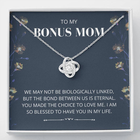 Bonus Mom - Eternal Bond - Love Knot Necklace - bonus mom, mothers day, mother in law, parents wedding, from step daughter, step parent, foster gift, mom necklace