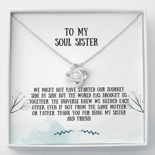 Soul Sister Love Knot Necklace - Unbiological Sister, Soul Sister, Best Friend Gift, Bonus Sister, Bestie Friend Jewelry