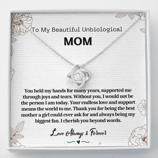 Unbiological Mom - Love Knot Necklace, Step Mom Gift, Bonus Mom, Foster Mom, Christmas Gift, Wedding Gift, Mom Birthday, Unbiological Mother