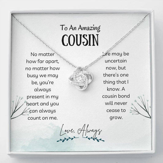 Gift For Cousin - Love Knot Necklace, Birthday, Cousin Gifts, Gift For Her, Gift For Him, Cousin Jewelry, Gift For Family, Best Friend Gift, Personalised gift, Gift Ideas