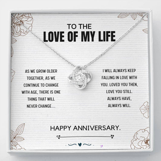 Wedding Anniversary - Falling In Love Love Knot Necklace, Anniversary Jewelry to Wife, Wife Anniversary, Anniversary Card, Wedding Gift,  Anniversary Gift, Wedding Card