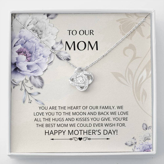 Mom - Moon And Back Love Knot Necklace, Mother's Day Gift, Mom Card, Son Gift to Mom, Gift For Wife, Gift Ideas, Stepmom, Personalized Gifts, Gift From Kids, Gift For Her