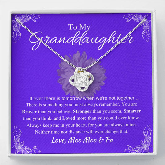 To My Granddaughter - You are Braver - Love Knot Granddaughter Necklace, Birthday Gift, Graduation Gift, Christmas Gift, Easter