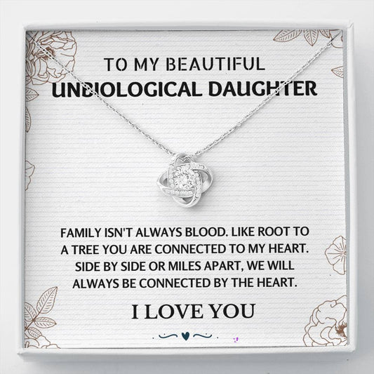 Unbiological  Daughter Gift - Love Knot Necklace Daughter-In-Law Gift, Step Daughter Gift, Bonus Daughter, Daughter Gift, Father Mom Daughter Gift