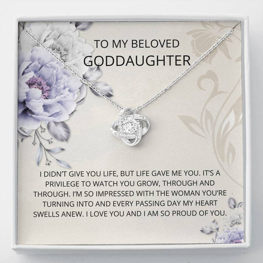Goddaughter Gifts From Godmother- Goddaughter Baptism, Goddaughter Love Knot Necklace, First Communion, Girl Birthday, Christening, Confirmation Gifts For Girls