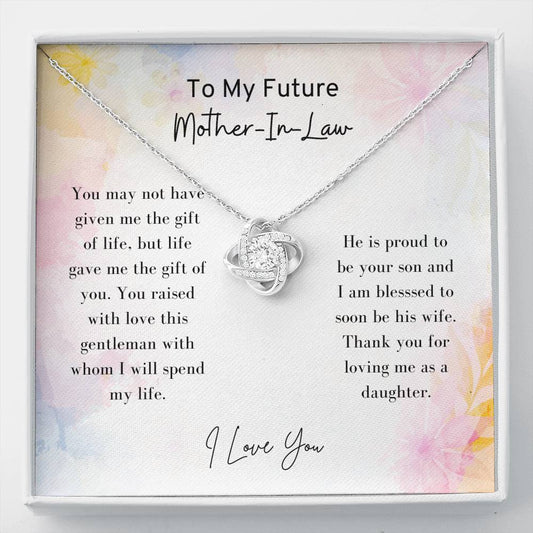 To My Future Mother-In-Law - Love Knot Necklace, Mother-In-Law Gift, Mother Of The Groom, Future Mom, Mother Of The Bride, Thank You Gift, Mom Gift, Personalized Gift