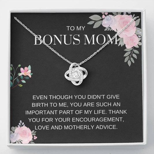 Bonus Mom - My Life - Love Knot Necklace - for step mom, gift for bonus mom, bonus mom jewelry, mothers day, mother in law, parents wedding, step parent gift