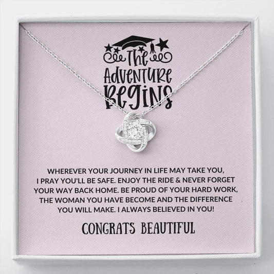 Graduate - Wherever Your Journey - Love Knot Necklace - College Graduate, New Grad Jewelry, Graduation, Gift, Card, Gift for her, 2021, Congratulations Grad, Senior