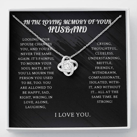 Husband Memorial Love Knot Necklace, Widower Gift, Gift For Widow, Widower Card, Sympathy Card, Thinking Of You, Cardinal For Widow, Card For Friend, Lost Husband Card
