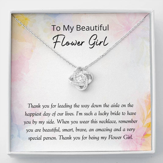 Flower Girl Gift - Love Knot Necklace, Flower Girl Jewelry, Girls Gift, Wedding Gift, Flower Girl Necklace, Gift For Her, Proposal Gift, Personalized Gift, Girl Present