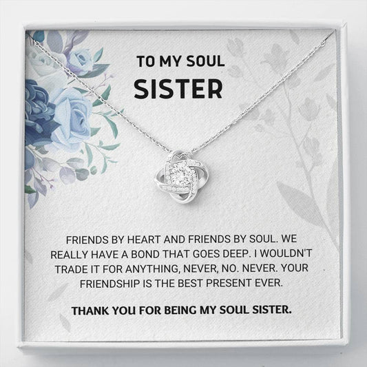Soul Sister Love Knot Necklace, Unbiological Sister, Soul Sister, Best Friend Gift, Bonus Sister, Bestie Friend Jewelry, Sorority Gift Ideas, Soul Sister Birthday