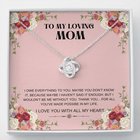Mom - No Me Without You Love Knot Necklace, Mothers Day Gift, Gift, Mothers Day Card, Gift Idea, Son, Mother Jewelry, Mother Daughter, Mothers Day, Mother-in-Law Gift