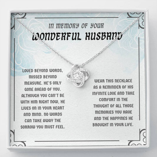 Husband Memorial Love Knot Necklace, Widower Gift, Gift For Widow, Widower Card, Sympathy Card, Thinking Of You, Cardinal For Widow, Card For Friend, Lost Husband Card