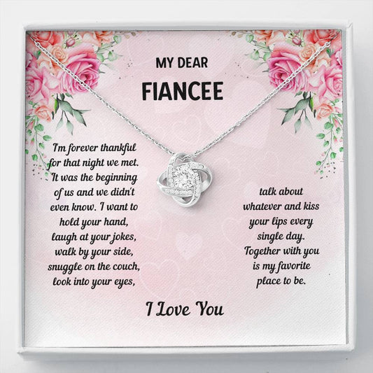 Fiance - Favorite Place Love Knot Necklace, Fiance Birthday, Fiance Gift, Girlfriend Gift, Gift Ideas, Engagement Gift, Fiance Anniversary, BrideTo Be Gift, Fiance Jewelry