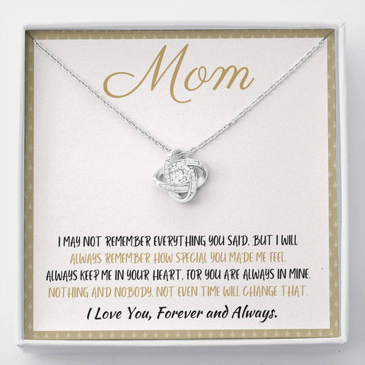Mom - I Love You Love Knot Necklace, Mothers Day Gift, Mothers Day Card, Grandmother and Mother, Mother of the Bride, Gift, Mother of the Groom, Mother-in-Law Gift