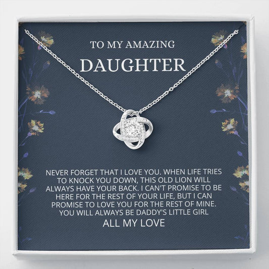 Daughter , Rest Of Mine Love Knot Necklace, Daughter Gifts, Sweet 16 Gifts, Daughter Jewelry, Gift From Dad, Graduation Gift, Daughter Card, Birthday Gift, Gift from Mom