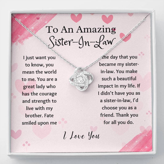 Gift For Sister-In-Law - Love Knot Necklace, Future Sister-In-Law, Bonus Sister, Personalized Gift, Bride Gift, Gifts For Her, Wedding Gifts, Sister Gift, Jewelry Gift