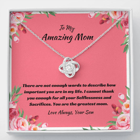 Mom - Greatest Mom Love Knot Necklace, Mother's Day Gift, Mom Gift From Son, Mom Birthday Gift, Gifts For Mother, Thank You Gift, Mother Son Gifts, Personalized Gifts