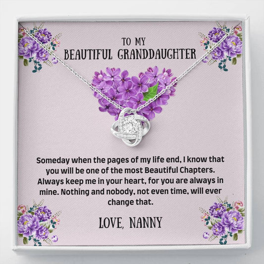 To My Granddaughter - The Most Beautiful Chapters - Love Knot Necklace, Gifts for Granddaughters, Granddaughter Necklace, For Granddaughters