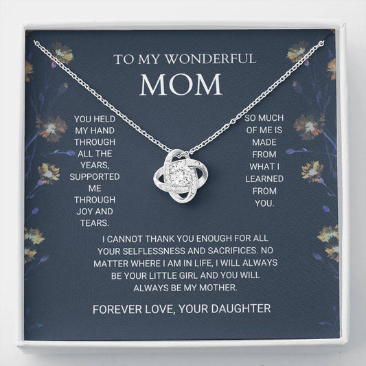 Mom - Joy And Tears Love Knot Necklace, Mom Gift, Birthday Gift, Gift From Daughter, Mother's Day Gift, Mother Daughter Gift, Gift For Mother, Stepmom, Personalized Gifts