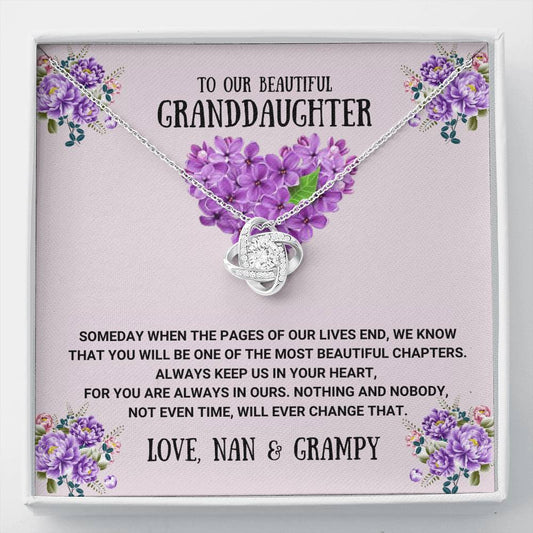To Our Granddaughter - The Most Beautiful Chapters - Love Knot Necklace, Gifts for Granddaughters, Granddaughter Necklace, For Granddaughter