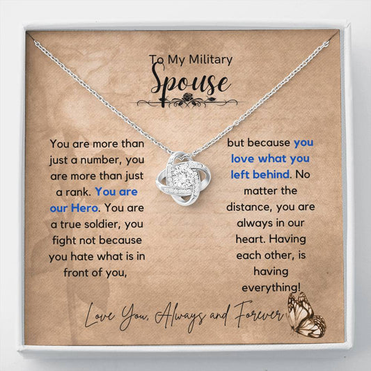 Military Wife Love Knot Necklace, Army Wife, Military Wife Gift, Necklace For Military Wife, Military Spouse Gift, Mother's Day Gift, Deployment Gift, Military Gift Ideas