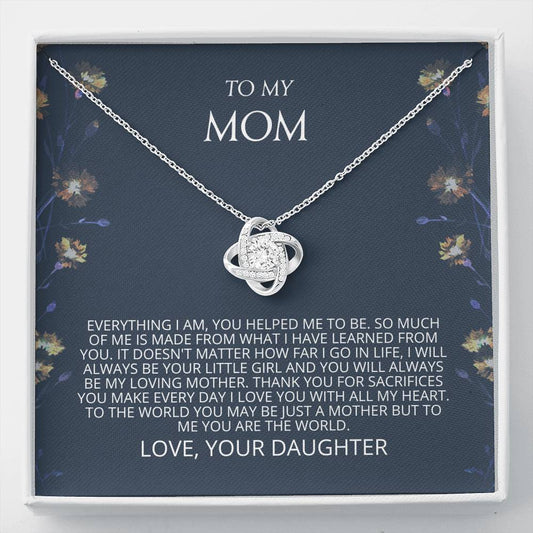 Mom - You Are The World Love Knot Necklace, Mother Daughter Gift, Mothers Day Gift, Mother's Day Card, Gift to Mom from Daughter, Necklace for Mom, Gift Idea for Mom