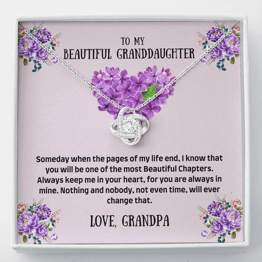 To My Granddaughter - The Most Beautiful Chapters - Love Knot Necklace From Grandpa