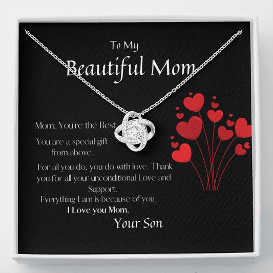 Mom - Special Gift Love Knot Necklace, Mother's Day Gift, Gift From Son, Mom Birthday Gift, Gifts For Mother, Thank You Gift, Mom Gift Ideas, Personalized Gifts
