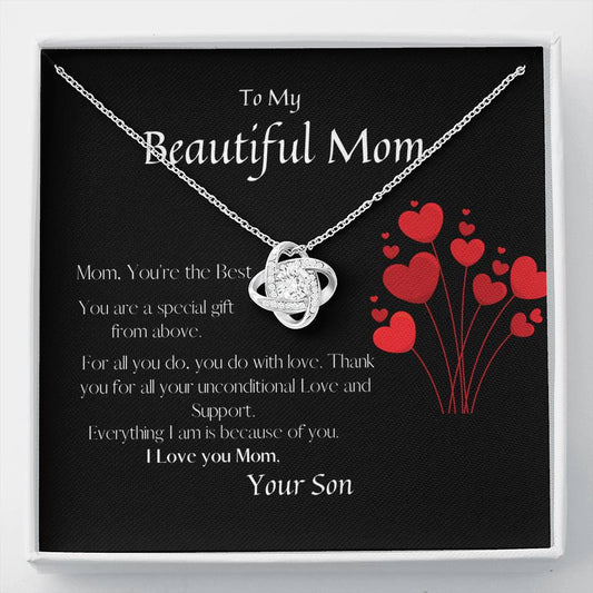 Mom - Special Gift Love Knot Necklace, Mother's Day Gift, Gift From Son, Mom Birthday Gift, Gifts For Mother, Thank You Gift, Mom Gift Ideas, Personalized Gifts