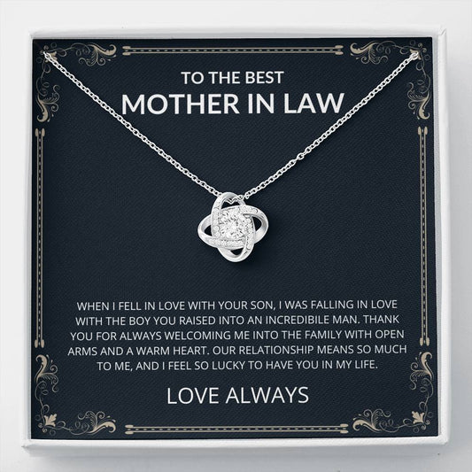 Mother In Law  - A Warm Heart  Love Knot Necklace, Mothers Day Gift, Mothers Day Card, Mother In Law Necklace, Mom Gift, Mother of the Groom, Gift for Mother-in-Law