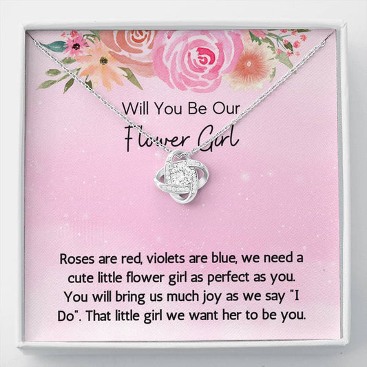Flower Girl Gift - Love Knot Necklace, Flower Girl Jewelry, Girls Gift, Wedding Gift, Flower Girl Necklace, Gift For Her, Proposal Gift, Personalized Gift, Girl Present