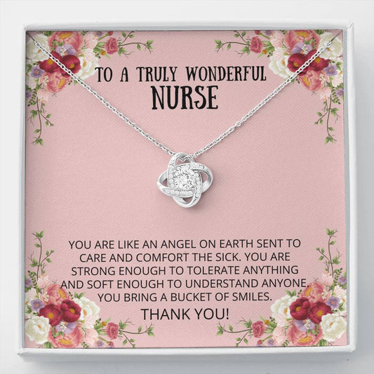 Nurses - Like Angels Love Knot Necklace - Gift for Nurse, Present, Gift Card, Thank You, Appreciation, Graduate, Leaving Card, Ornament, Life Gifts, Bracelet